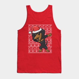 Dabbing Dachshund Ugly Christmas Sweater Tank Top